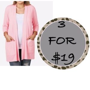 3/$19 Zenana outfitters pink open front cardigan tunic blouse